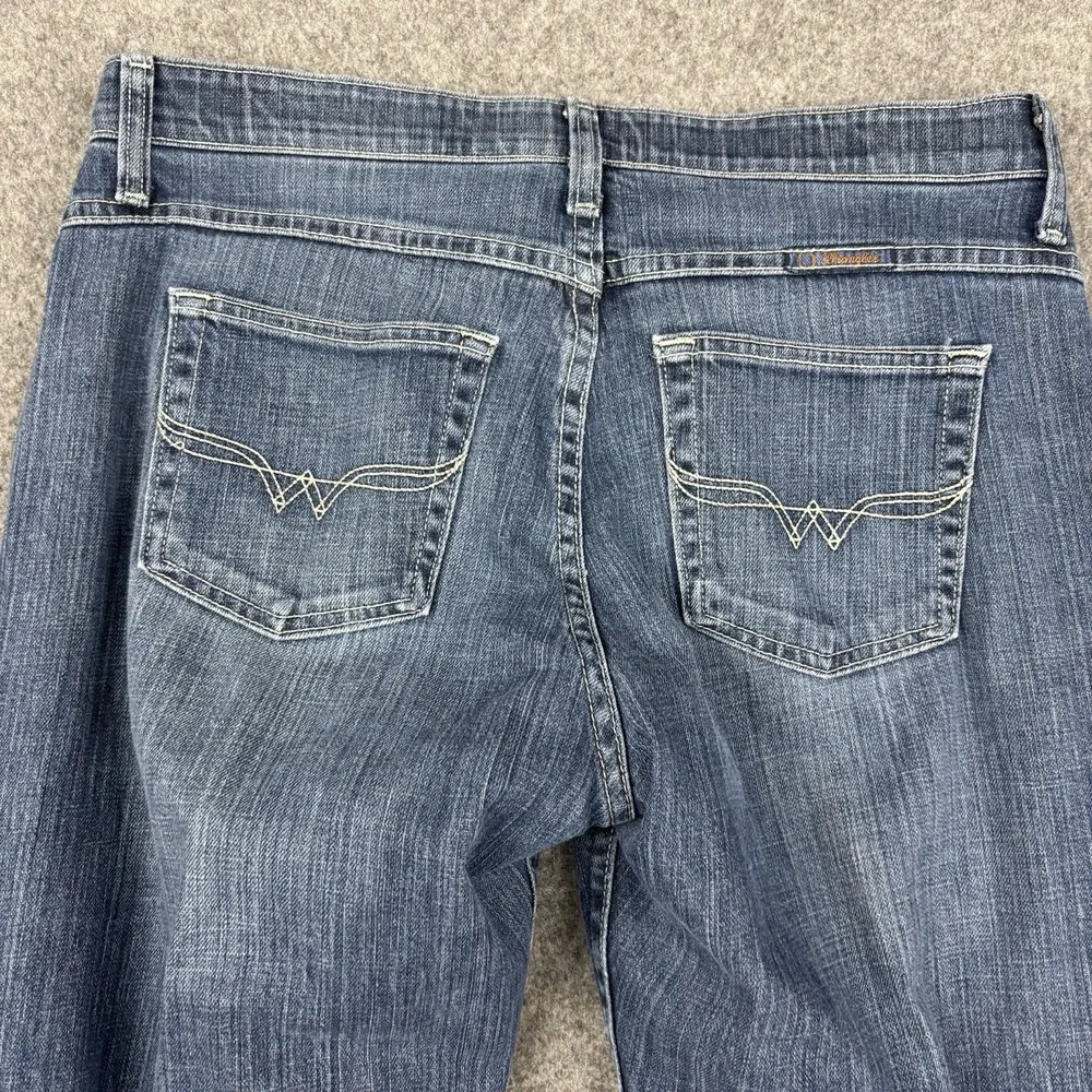 Wrangler Q-Baby Jeans Womens‎ 7/8x32 Western Bootcut Rodeo Distressed Blue Denim